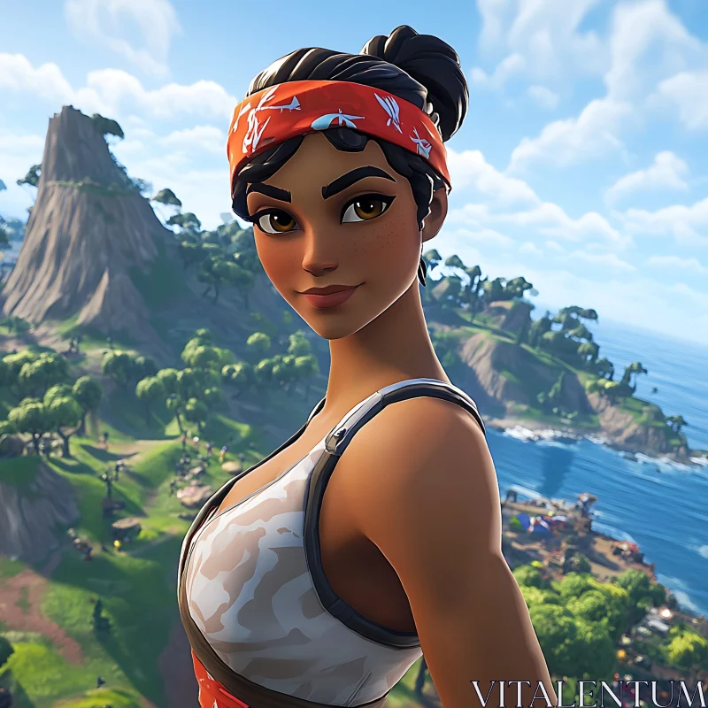 Serene Woman with Headband in Natural Setting