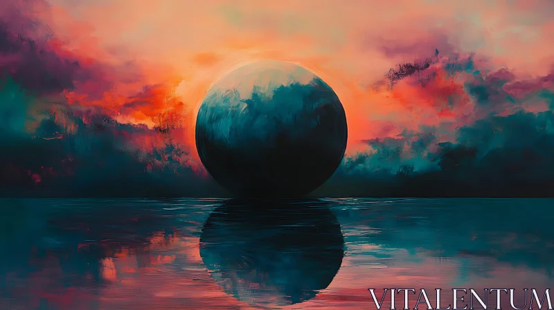 Abstract Sphere Above Water Art