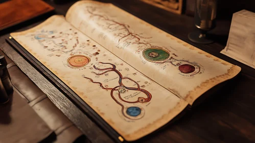 Vintage Map Illustration in Detailed Book