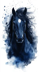 Elegant Equine Art in Blue Tones