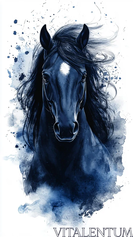 Elegant Equine Art in Blue Tones