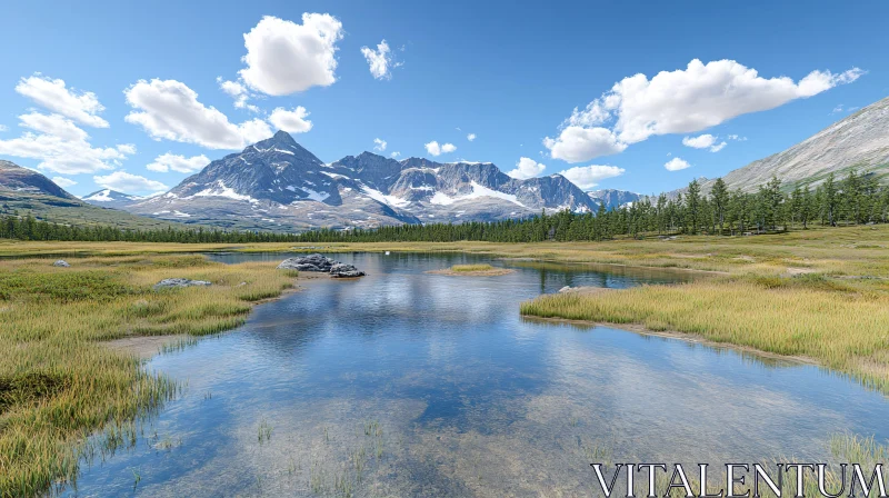 Tranquil Lake with Snow-Capped Peaks
