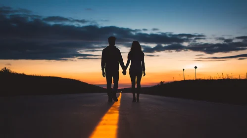 Couple Walking at Sunset