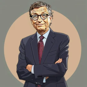 Stylized Illustration of Bill Gates