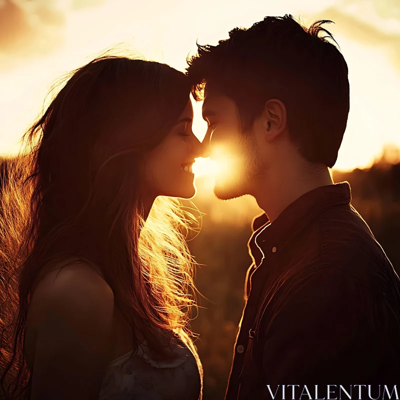 Golden Hour Embrace: Couple in Silhouette