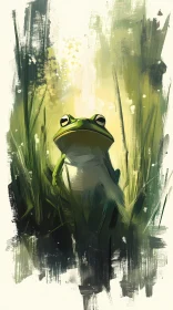 Frog and Tall Grass Artwork