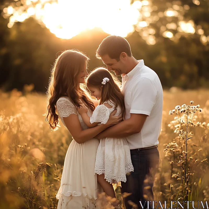 Loving Family in a Warm Field