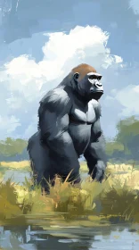Gorilla in Nature Painting