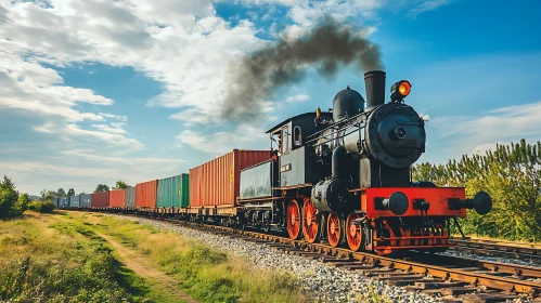 Old Locomotive Transporting Goods