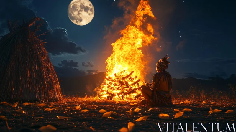 Moonlit Night Bonfire Ceremony