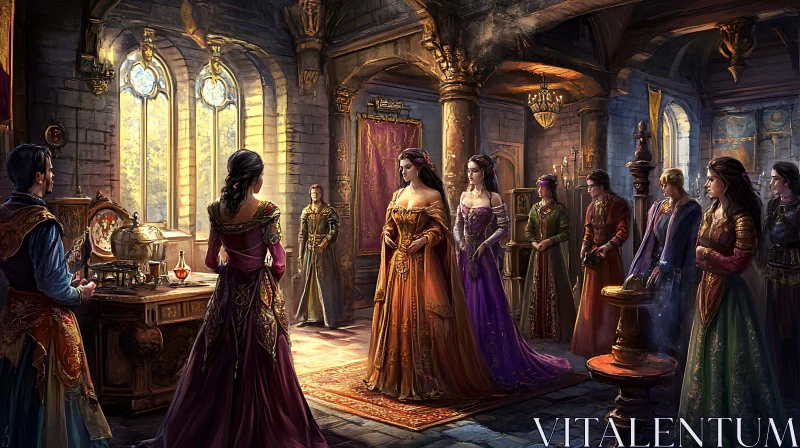 Nobles in Grand Hall: A Royal Assembly
