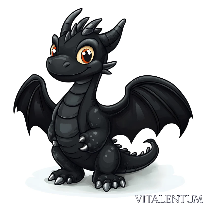 AI ART Cartoon of a Cute Black Dragon