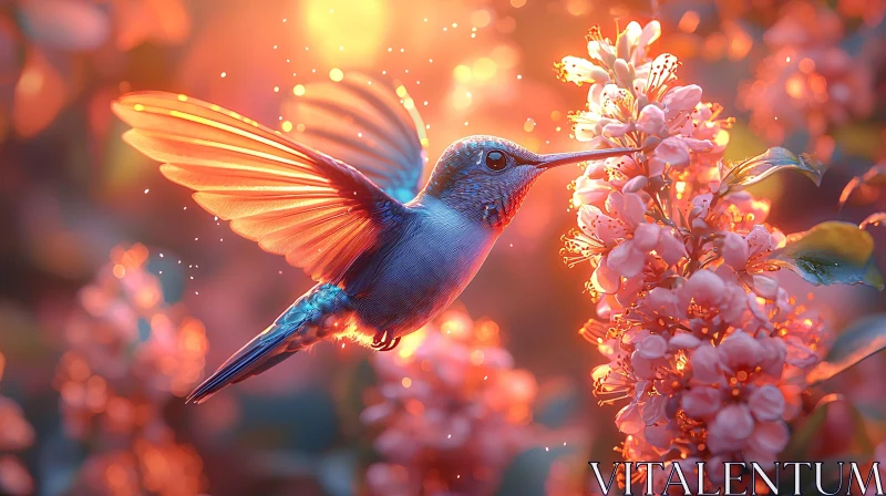 Delicate Hummingbird with Flowers