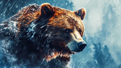 Wild Bear in Snow