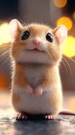 Cute Hamster in Warm Bokeh Lighting