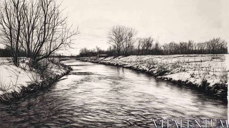 Tranquil Winter Scene with Meandering River