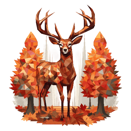 Brown and Orange Deer Amidst Autumn Trees