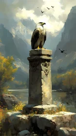 Majestic Eagle Overlooking Mountain View