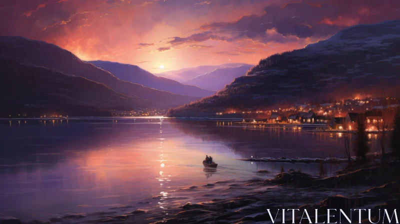 Captivating Sunset Painting - Realistic Chiaroscuro Lighting - Scottish Landscapes AI Image
