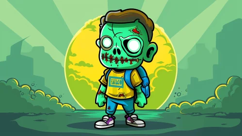 Cartoon Zombie Boy Illustration - Perfect for Children's Media