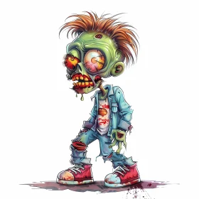 Cartoon Zombie Illustration with Bright Colors
