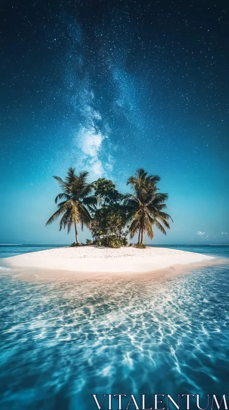 Idyllic Island with Milky Way at Night