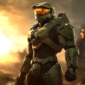 Sci-fi Soldier with Golden Visor