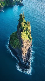 Lonely Island Cliff in the Vast Blue Sea