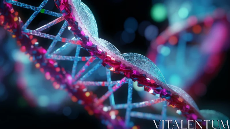 Close-Up of Colorful DNA Strand | Photorealistic Detail AI Image