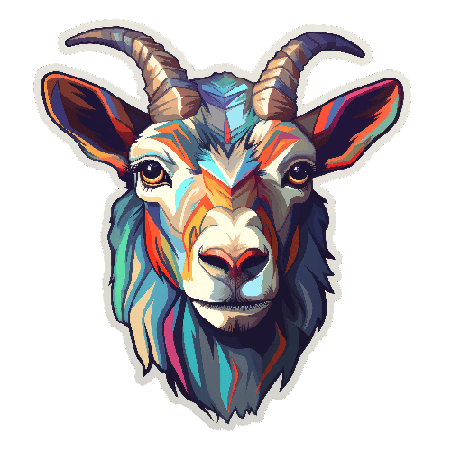 Colorful Cartoon Goat Head for T-Shirt Printing