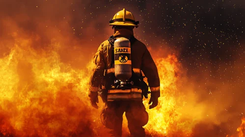 Brave Firefighter Amidst Blazing Flames