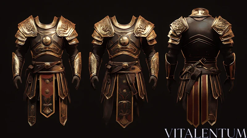 Detailed Golden and Black Armor Set