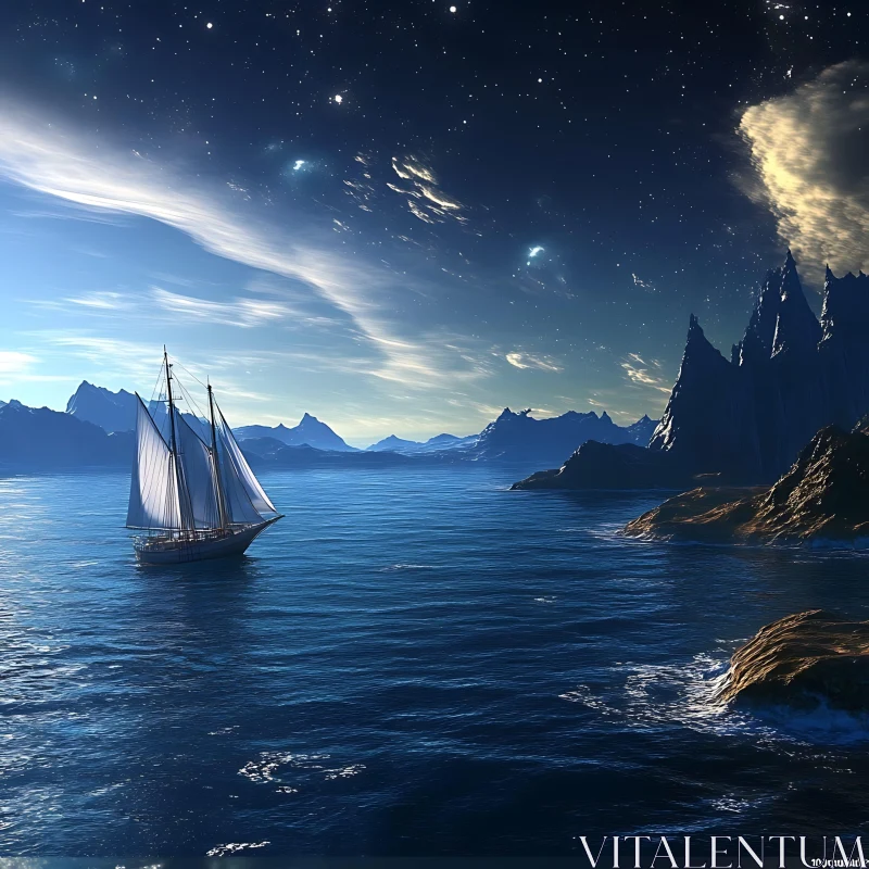Ocean Sailing at Night