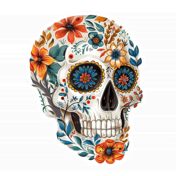 Artistic Skull with Flowers