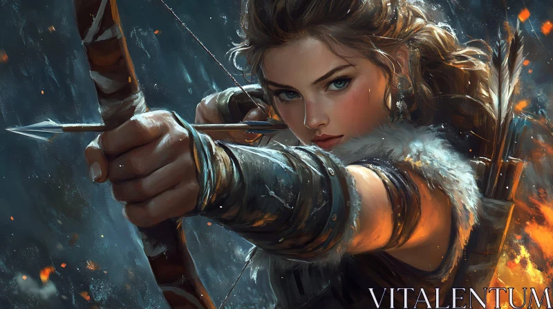 Female Archer Ready to Shoot