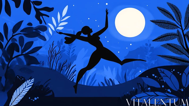Silhouette Dance Under the Moon