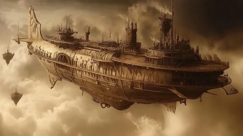 Vintage Airship in the Sky