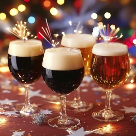 Celebratory Beer with Twinkling Lights