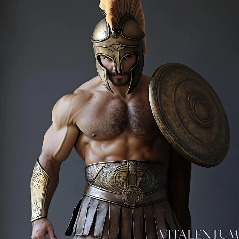 Ancient Warrior with Shield and Helmet
