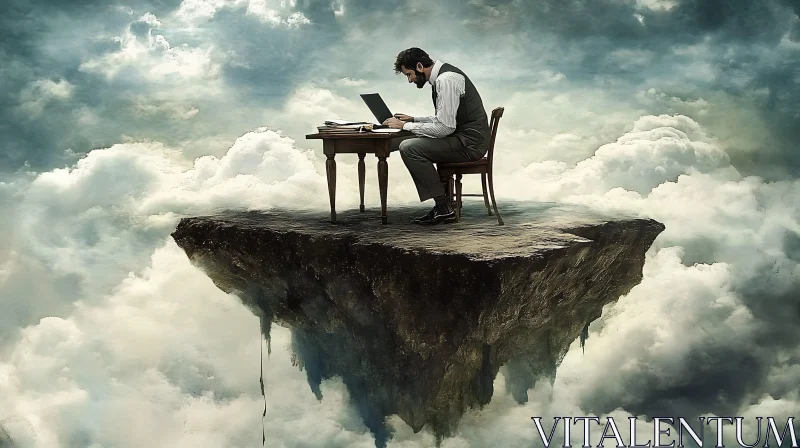 Man Working on Floating Island