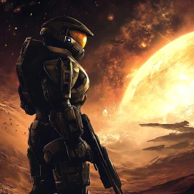 Space Warrior Guarding the Galaxy