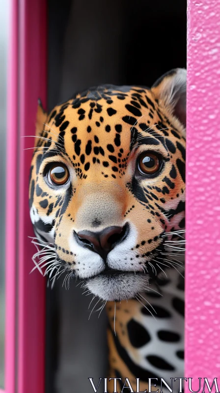 Jaguar in Vibrant Pink Frame