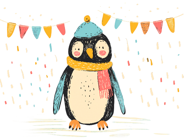 Adorable Penguin with Scarf T-Shirt Design