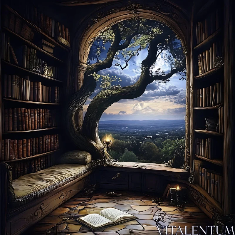 Cozy Library with a View