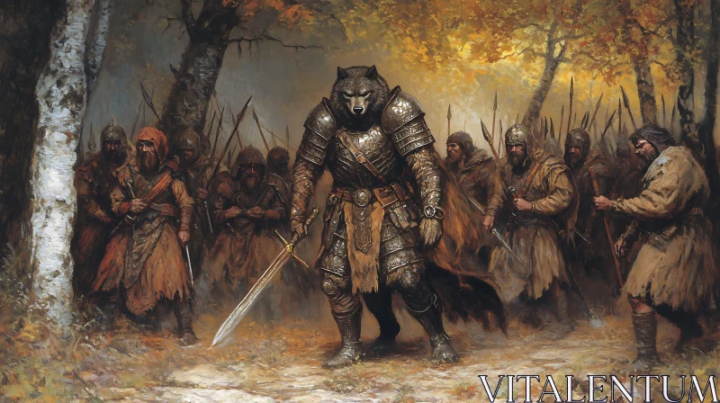 Armored Wolf Warrior in Autumnal Forest