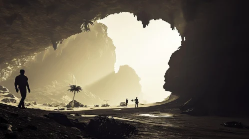 Mysterious Cave with Figures - Intriguing Image