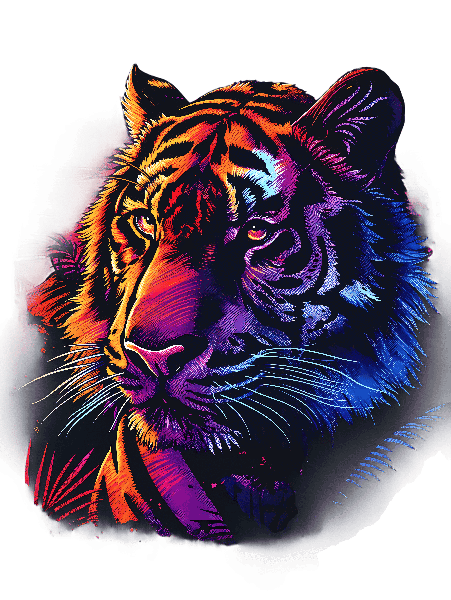 POD Design Vivid Tiger Illustration on Apparel