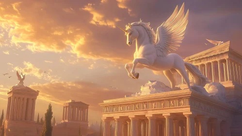 Winged Unicorn on Temple