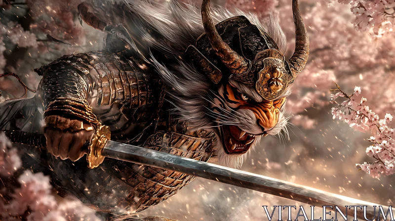 AI ART Armored Tiger Warrior with Katana