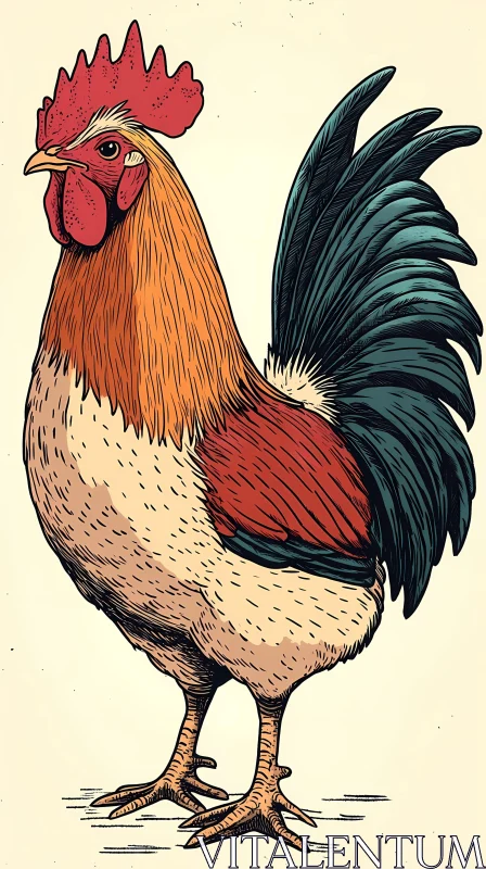 Vivid Rooster Art AI Image